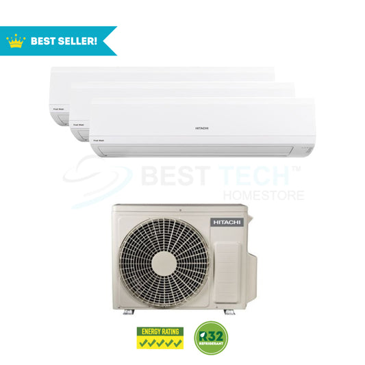 HITACHI System 3 FrostWash® Series - 9K BTU x3 (RAM-Z30C3MS/RAK-ZJ10CMSx3) + FREE Upgrade 3x12K BTU(RAK-ZJ13CMS) - Best Tech Online