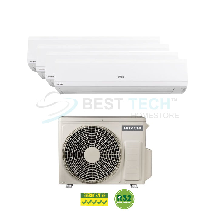 HITACHI System 4 FrostWash® Series - 9K BTU x3, 18K BTU x1 (RAM-Z38C4MS/RAK-ZJ10CMSx3/RAK-ZJ18CMSx1) - Best Tech Online