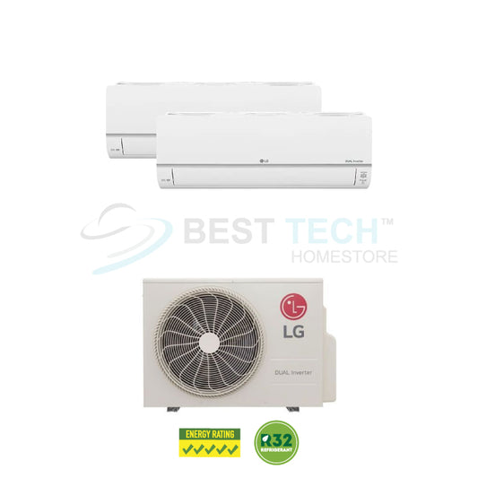 LG ALPHA+ System 2 - 9K BTU x1, 12K BTU x1 (Z3UQ18GFA0/AMNQ09GSJC0x1/AMNQ12GSJC0x1) - Best Tech Online