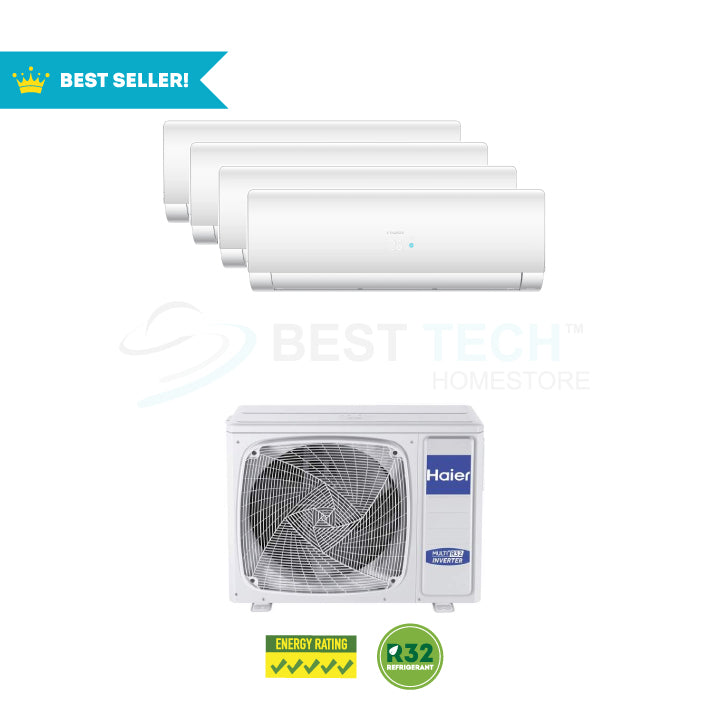 HAIER System 4 Flexi Series - 9K BTU x3, 18K BTU x1 (4U80SH1SRA/AS25S2SF2FAx3/AS50S2SF2FAx1) - Best Tech Online