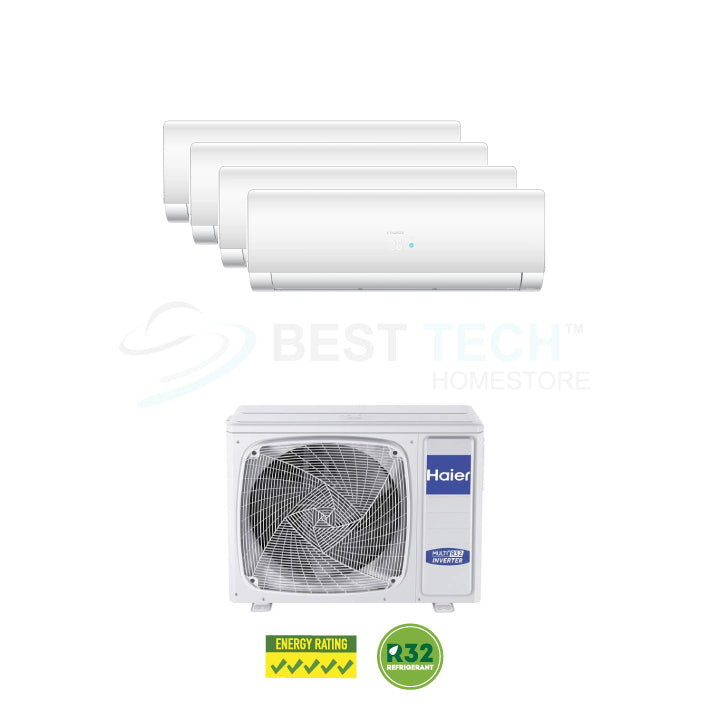 HAIER System 4 Flexi Series - 9K BTU x3, 24K BTU x1 (5U90NH1SRA/AS25S2SF2FAx3/AS71S2SF2FAx1) - Best Tech Online