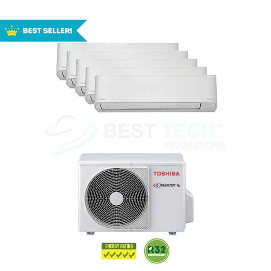 TOSHIBA System 5 YouMe Series 2.0 - 9K BTU x4, 18K BTU x1 (RAS-5M51U2ACVG-SG/RAS-M10U2KCVG-SG1x4/RAS-M18U2KCVG-SG1x1) - Best Tech Online